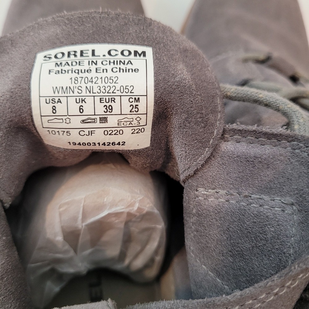 Sorel Evie Sport Lace Boots Women Quarry Grey‎ Suede Wedge NL3322-052 - Picture 8 of 11